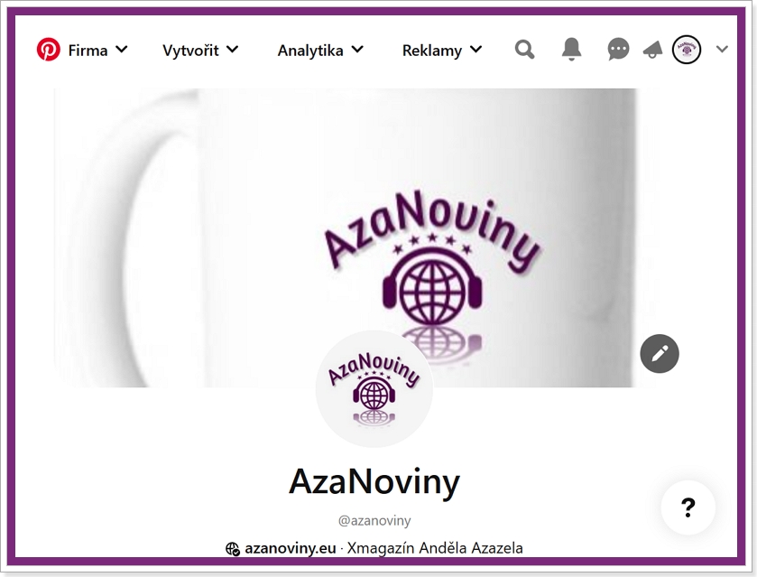 AzaNoviny - Firemní profil na sociální síti Pinterest